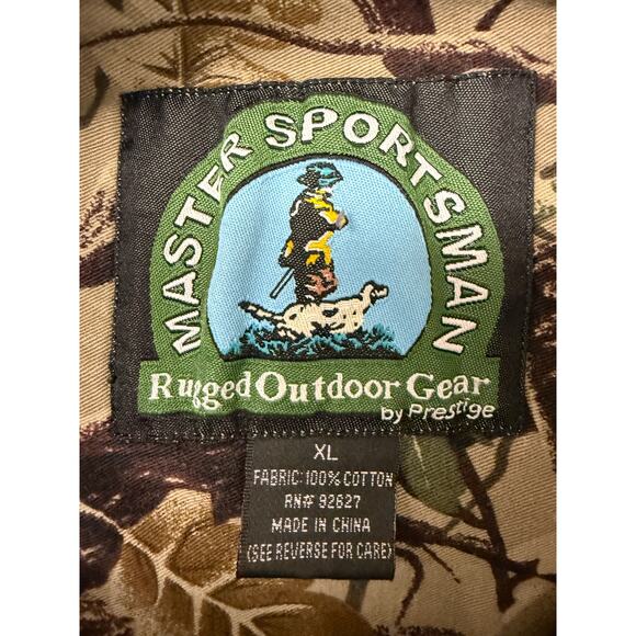 VTG 90s Master Sportsman Mens XL Cotton Shirt Camouflage Hunting Outdoor Long - Picture 4 of 4